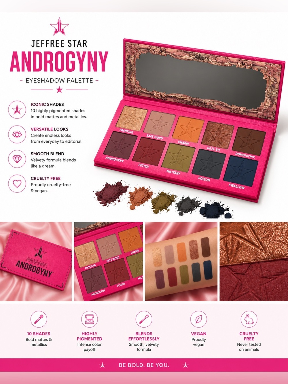 Jeffree Star Androgyny Eyeshadow Palette - Hot Pink Packaging